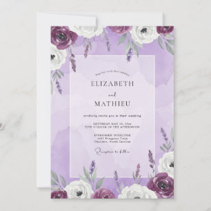 Lilac Lavender Floral Wedding Invitation
