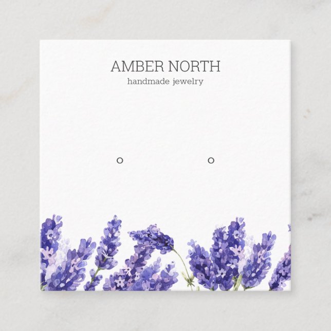 Lilac Lavender Flower Jewellery Stud Earring Displ Square Business Card (Front)