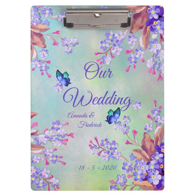 Lilac Lavender Flower Wedding Clipboard (Front)