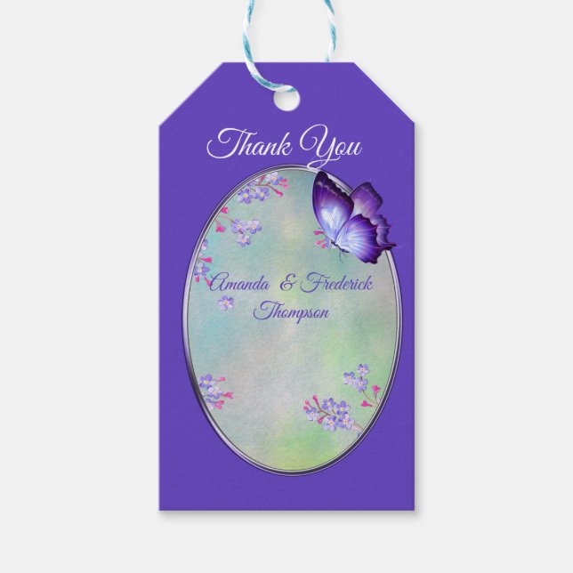 Lilac Lavender Flower Wedding Gift Tags (Front)