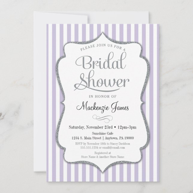 Lilac Lavender Grey Bridal Shower Invitation (Front)
