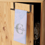 Lilac Lavender Marble Elegant Monogram Name  Kitchen Towel<br><div class="desc">Add a touch of elegance to your kitchen with this Lilac Lavender Marble Personalized Kitchen Towel. Featuring a soft marble design in soothing lavender tones and a sophisticated script name with a monogram, this towel is perfect for those who love combining style with functionality. Ideal for everyday use or as...</div>
