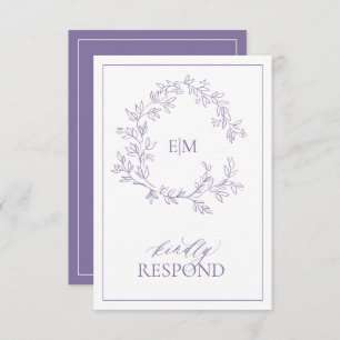 Lilac Lavender Monogramme Mariage Carte RSVP