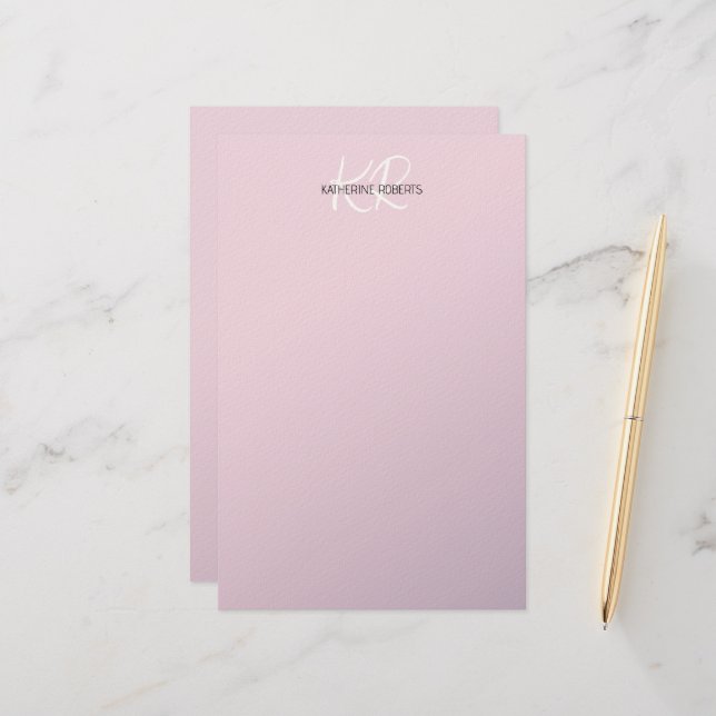 Lilac Lavender Personalized Stationery Paper (Front/Back In Situ)