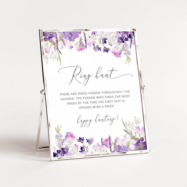Lilac lavender ring hunt bridal shower game poster (Creator Uploaded)
