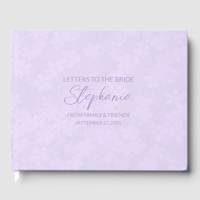 Lilac Letters to the Bride Keepsake Notebook Guest Book (Front)