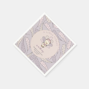 Lilac Little Turkey Feathers Fall Girl Baby Shower Napkin