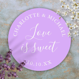 Lilac Love Is Sweet Wedding Favor Classic Round Sticker