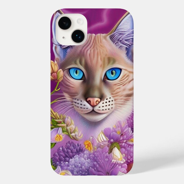 Lilac Lynx point Siamese cat in purple    Case-Mate iPhone Case (Back)