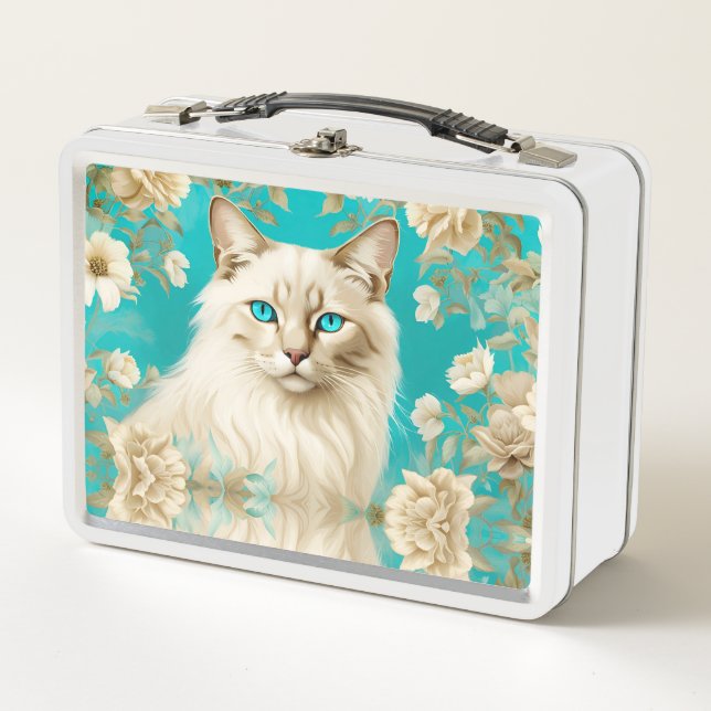 Lilac Lynx Point Siamese Portrait Art Birthday Metal Lunch Box (Front)
