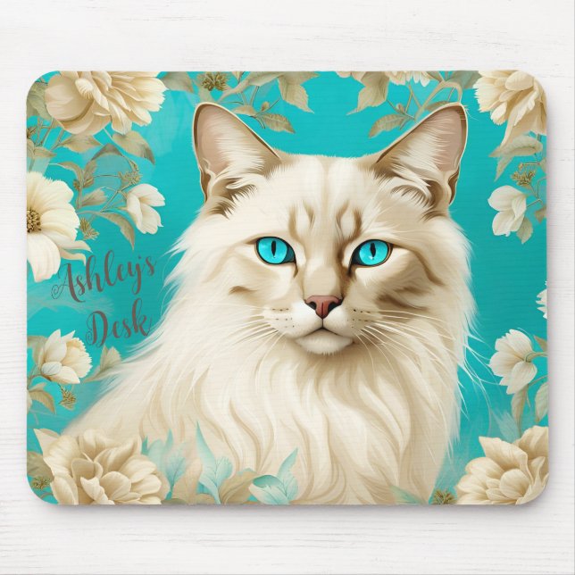 Lilac Lynx Point Siamese Portrait Art personalized Mouse Pad (Front)