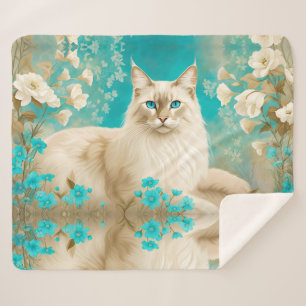 Lilac Lynx Point Siamese Portrait Art Sherpa Blanket