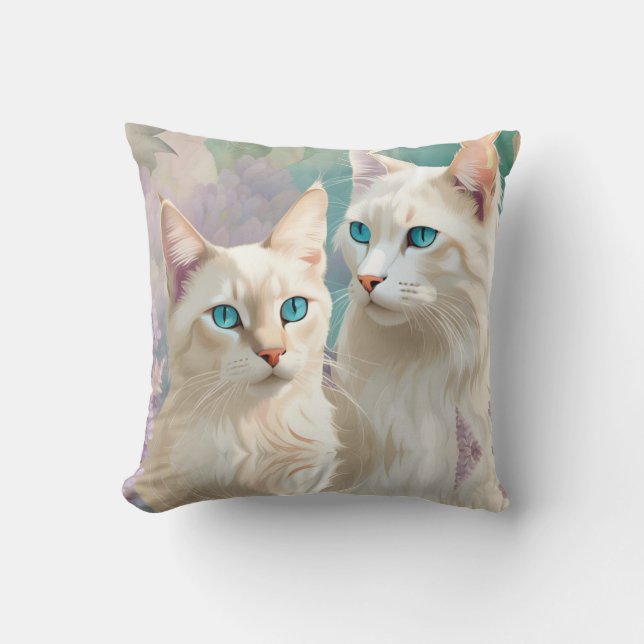 Lilac Lynx Point Siamese Portrait Art Throw Pillow (Front)