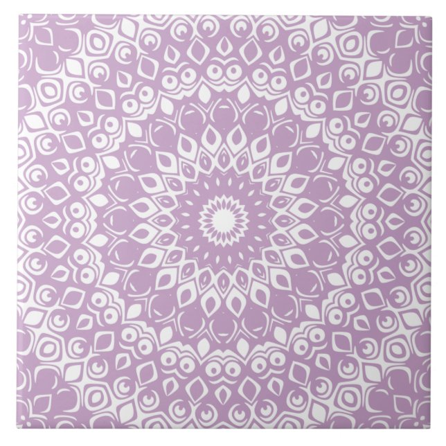 Lilac Mandala Geometric Pattern Tile (Front)