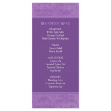 Lilac Mariage damassé Menu / Programme