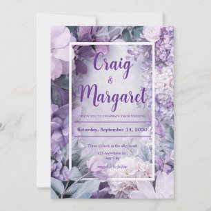 Lilac Mauve Hydrangea Botanical Spring Wedding Invitation