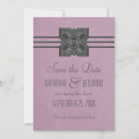 Lilac Medallion Border Save the Date Invite