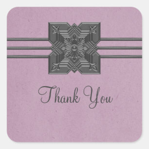 Lilac Medallion Border Thank You Stickers