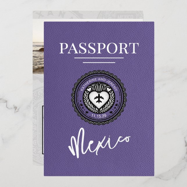 Lilac Mexico Passport Wedding (Front/Back)