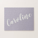 Lilac Minimalist Calligraphy Personalized Name  Jigsaw Puzzle<br><div class="desc">Dusty Lilac Minimalist Calligraphy Personalized Name Puzzle</div>