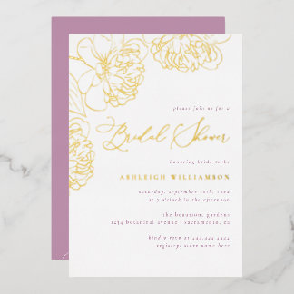 Lilac Minimalist Hand-drawn Peonies Bridal Shower