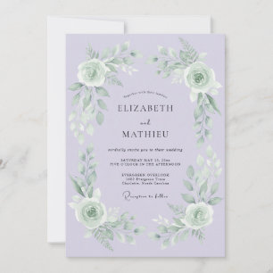 Lilac Mint Foliage Dusty Eucalyptus Wedding Invitation