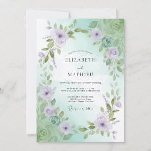 Lilac Mint Leaf Wedding Invitation