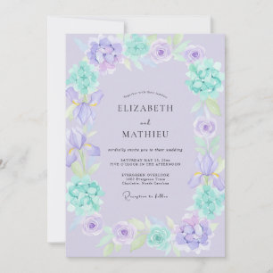 Lilac Mint Watercolor Floral Wedding Invitation