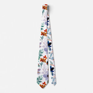 Lilac Modern Pretty Floral Watercolor Pattern Tie