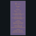 lilac modern simple deco wedding program<br><div class="desc">Get your elegant lilac, violet coloured minimal wedding on your wedding menu and the wedding program all in one. The wedding design has a lilac, violet background with gold looking typography. Customize it on the front page with your intro, names, date and menu. On the back page you can customize...</div>