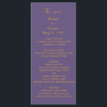 lilac modern simple deco wedding program<br><div class="desc">Get your elegant lilac, violet coloured minimal wedding on your wedding menu and the wedding program all in one. The wedding design has a lilac, violet background with gold looking typography. Customize it on the front page with your intro, names, date and menu. On the back page you can customize...</div>