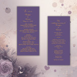 lilac modern simple deco wedding program<br><div class="desc">Get your elegant lilac, violet coloured minimal wedding on your wedding menu and the wedding program all in one. The wedding design has a lilac, violet background with gold looking typography. Customize it on the front page with your intro, names, date and menu. On the back page you can customize...</div>