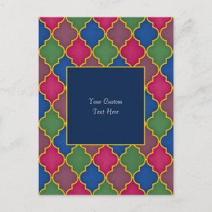Lilac Moroccan Tile (blue background) Custom Postcard