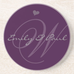 Lilac Musical Monogram Wedding Anniversary Coaster