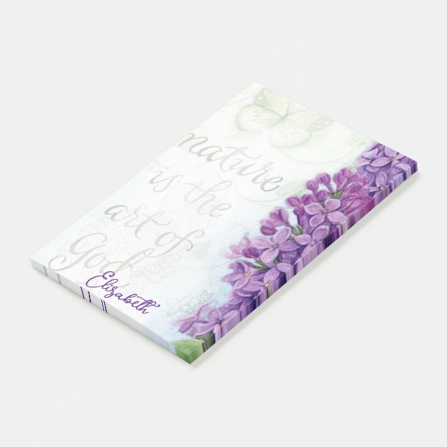 Lilac nature quote personalized post-it notes (Angled)