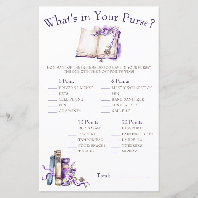 Lilac New Chapter What's in your Purse? Game (Front)