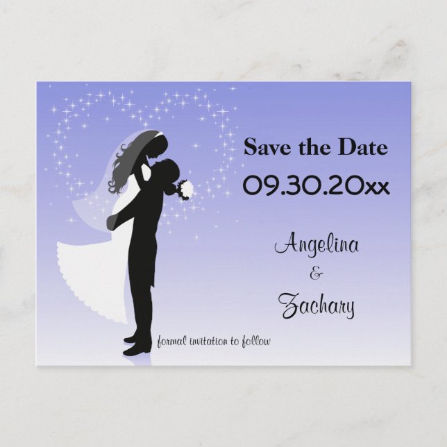 Lilac Ombre Save The Date Wedding Post Card (Front)