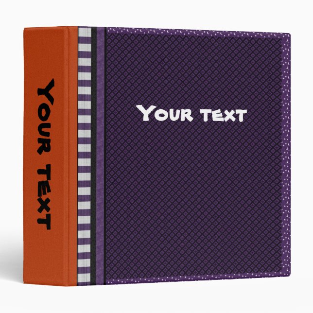 Lilac, orange, black and white design binder (Front/Spine)