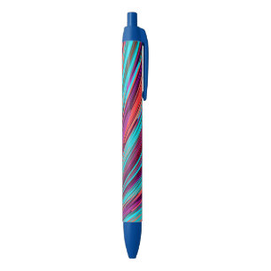 Lilac Orange Teal Abstract Geometric Feathers Blue Ink Pen