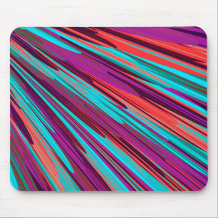 Lilac Orange Teal Abstract Geometric Feathers Mouse Pad