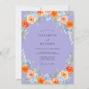 Lilac Orange Watercolor Wedding Invitation