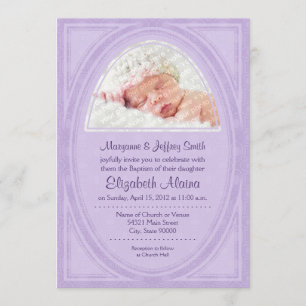 Lilac Ovals Invitation Baptême