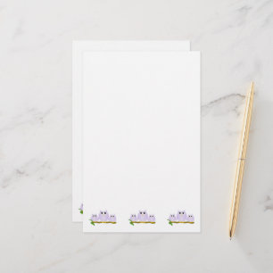 Lilac Owls Design Stationery
