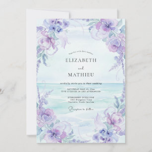 Lilac Painted Seaside Wedding Invitation