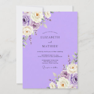 Lilac Painted Wildflower Wedding Invitation