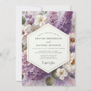 Lilac Painterly Blossom Wedding Invitation
