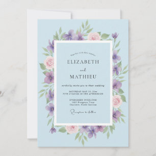 Lilac Pale Dusty Pink Petal Wedding Invitation