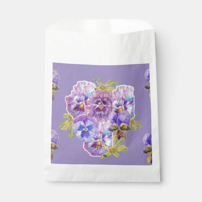 Lilac Pansy Purple Flowers floral Party Favor Bags (Front)