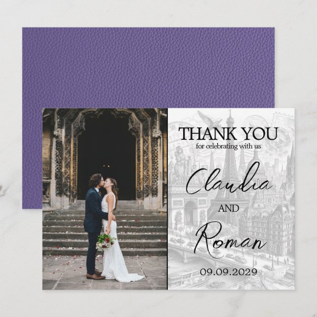 Lilac Paris Passport Thank You Card (Front/Back)