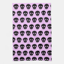 Lilac Pastel Goth Skulls Serviette de cuisine